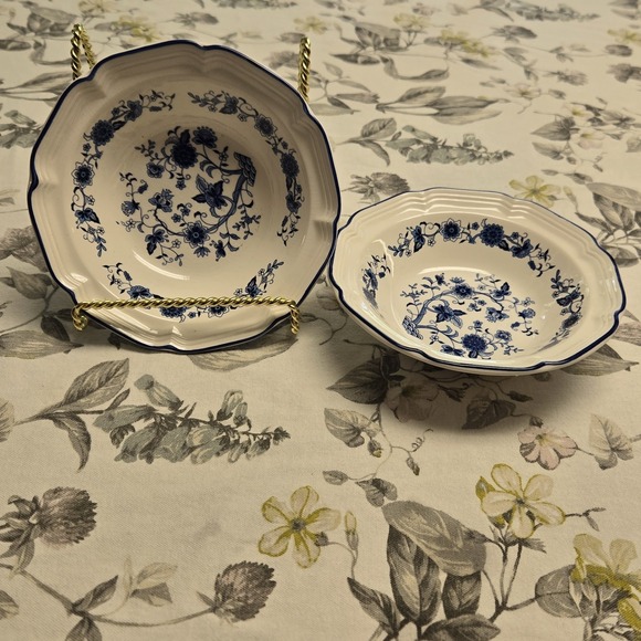 Hankook Other - Hankook Seine Blue Flowers & Vines Scalloped Cereal Salad Bowls 7"-Porcelain 2